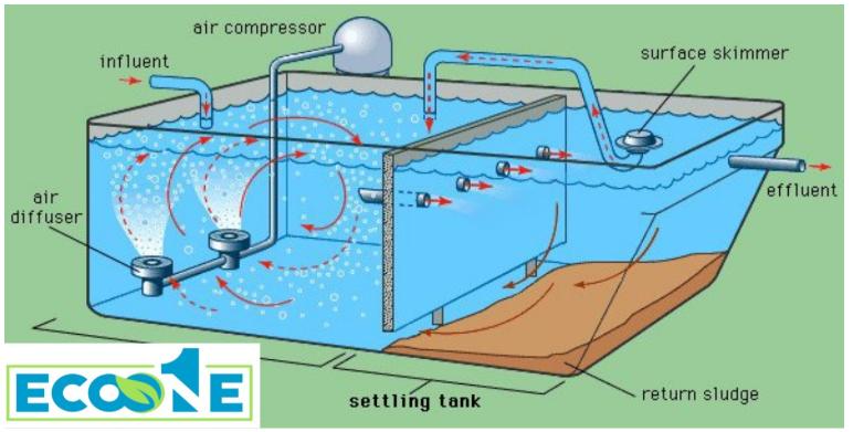 Phương pháp vật lý Quy trình xục khí trong xử lý nước thải công nghiệp tại nhà máy dầu ăn thu váng mỡ